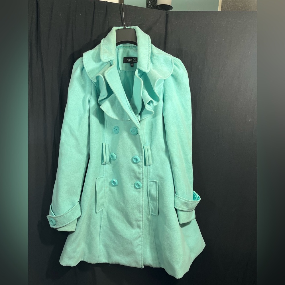 RUE 21 Teal Blue  LONG SLEEVE COAT SIZE small